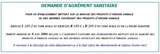 Agrément Sanitaire CE – Rédaction du dossier